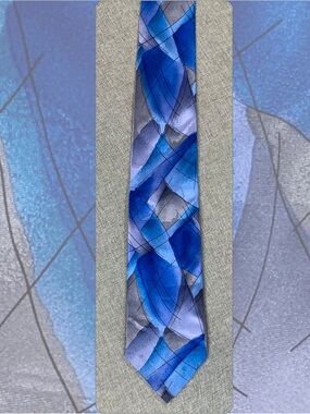J Garcia Silk Tie Space Containers Blue Abstract